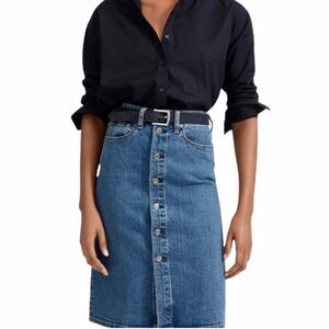 Everlane The Denim Pencil Skirt Button Front Size 26